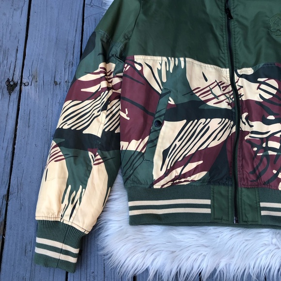 Zero Foxtrot Gear Retro Skull Rhodie Camo Green Bomber Jacket Mens size XL NWOT - Picture 4 of 11